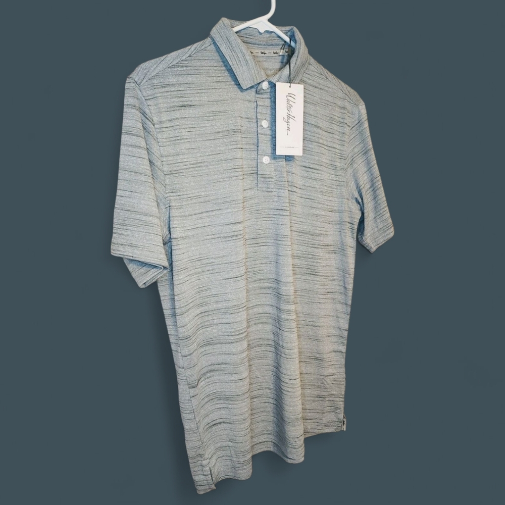 Walter Hagen Clubhouse Striation Grey/White Polo Golf Shirt